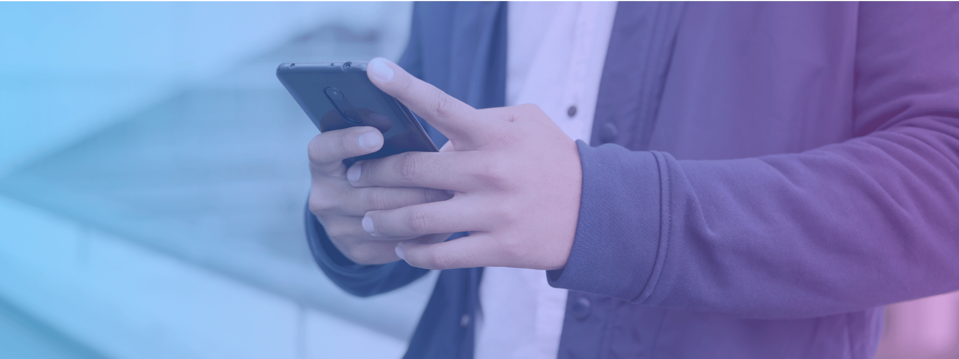 Chapter three banner image of a man on his smart phone